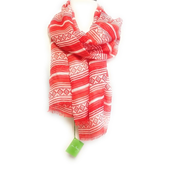 VERA BRADLEY NWT Womens Red White Print Scarf - Picture 3 of 5